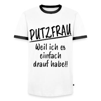 Putzfrau Reinigungskraft Spruch Haushalt Geschenk - Männer Kontrast-T-Shirt - Weiß/Schwarz - Vorne - AI Model Female 172 light (172cm) & AI Model Male 178 dark (178cm)