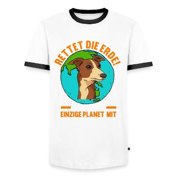 Windhund Umweltschutz Rettet die Erde Whippet - Männer Kontrast-T-Shirt - Weiß/Schwarz - Vorne - AI Model Female 172 light (172cm) & AI Model Male 178 dark (178cm)