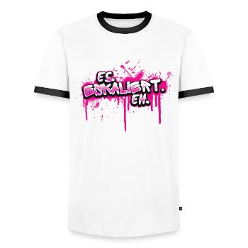 Es eskaliert eh Party feiern Statement Motto Humor - Männer Kontrast-T-Shirt - Weiß/Schwarz - Vorne - AI Model Female 172 light (172cm) & AI Model Male 178 dark (178cm)