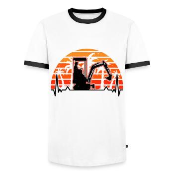 Baggerführer Herzschlag Retro Bagger Baggerfahrer - Männer Kontrast-T-Shirt - Weiß/Schwarz - Vorne - AI Model Female 172 light (172cm) & AI Model Male 178 dark (178cm)