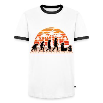 Kindergarten teacher Evolution Sunset Kindergarten - Men's Ringer Shirt - white/black - Front - AI Model Female 172 light (172cm) & AI Model Male 178 dark (178cm)