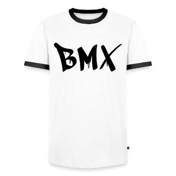 BMX - Männer Kontrast-T-Shirt - Weiß/Schwarz - Vorne - AI Model Female 172 light (172cm) & AI Model Male 178 dark (178cm)