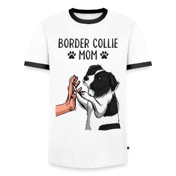 Border Collie Maman Chiens Maman Maîtresse - T-shirt contrasté Homme - blanc/noir - Devant - AI Model Female 172 light (172cm) & AI Model Male 178 dark (178cm)