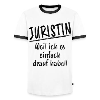 Juristin Jura Lustiger Spruch Jura Beruf Geschenk - Männer Kontrast-T-Shirt - Weiß/Schwarz - Vorne - AI Model Female 172 light (172cm) & AI Model Male 178 dark (178cm)