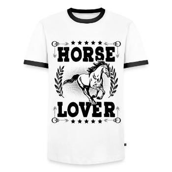 Horse Lover - Männer Kontrast-T-Shirt - Weiß/Schwarz - Vorne - AI Model Female 172 light (172cm) & AI Model Male 178 dark (178cm)
