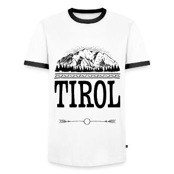 Tyrol Autriche - T-shirt contrasté Homme - blanc/noir - Devant - AI Model Female 172 light (172cm) & AI Model Male 178 dark (178cm)
