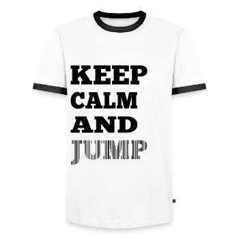 Parachutisme Sky Diving Restez calme et sautez - T-shirt contrasté Homme - blanc/noir - Devant - AI Model Female 172 light (172cm) & AI Model Male 178 dark (178cm)