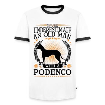 Podenco Old Man Greyhound Ibizan Hound - T-shirt contrasté Homme - blanc/noir - Devant - AI Model Female 172 light (172cm) & AI Model Male 178 dark (178cm)