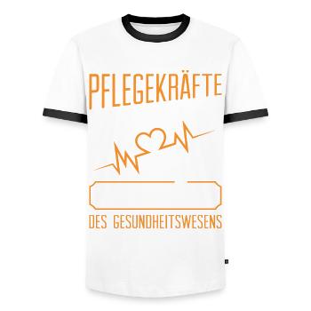 Altenpfleger Pflegedienst Pflegehelfer - Männer Kontrast-T-Shirt - Weiß/Schwarz - Vorne - AI Model Female 172 light (172cm) & AI Model Male 178 dark (178cm)