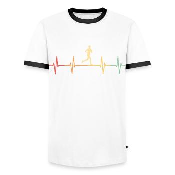 Joggen Jogger Laufen Läufer Langlauf Ausdauerlauf - Männer Kontrast-T-Shirt - Weiß/Schwarz - Vorne - AI Model Female 172 light (172cm) & AI Model Male 178 dark (178cm)