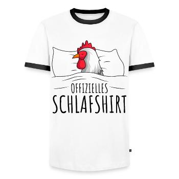 Hühner - Männer Kontrast-T-Shirt - Weiß/Schwarz - Vorne - AI Model Female 172 light (172cm) & AI Model Male 178 dark (178cm)