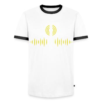 Amateur Radio Ham Radio Operator - Men's Ringer Shirt - white/black - Front - AI Model Female 172 light (172cm) & AI Model Male 178 dark (178cm)