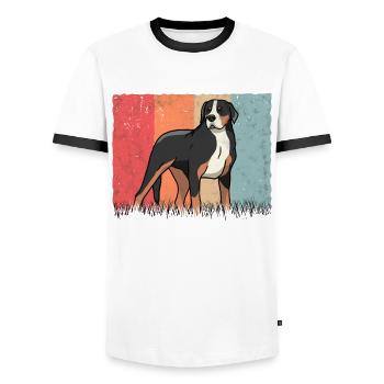 Grand chien de montagne suisse rétro - T-shirt contrasté Homme - blanc/noir - Devant - AI Model Female 172 light (172cm) & AI Model Male 178 dark (178cm)