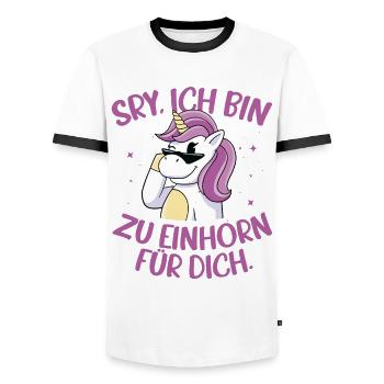 Sorry Ich Bin Zu Einhorn Für Dich Regenbogen Glitz - Männer Kontrast-T-Shirt - Weiß/Schwarz - Vorne - AI Model Female 172 light (172cm) & AI Model Male 178 dark (178cm)
