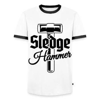Hämmer Werkzeuge und Handwerk - Vorschlaghammer - Männer Kontrast-T-Shirt - Weiß/Schwarz - Vorne - AI Model Female 172 light (172cm) & AI Model Male 178 dark (178cm)