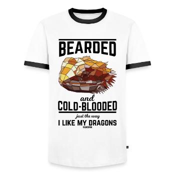 Iguane dragon barbu Lézard agamé - T-shirt contrasté Homme - blanc/noir - Devant - AI Model Female 172 light (172cm) & AI Model Male 178 dark (178cm)