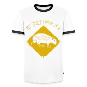Capybara's capybara joke Capybara - Men's Ringer Shirt - white/black - Front - AI Model Female 172 light (172cm) & AI Model Male 178 dark (178cm)