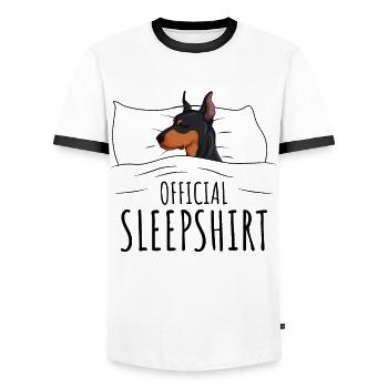 Dobermann - Männer Kontrast-T-Shirt - Weiß/Schwarz - Vorne - AI Model Female 172 light (172cm) & AI Model Male 178 dark (178cm)
