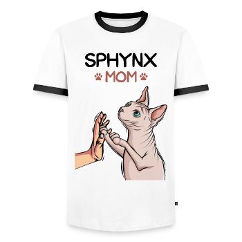 Sphynx Maman Maman Sphinx Chat Nu Chat - T-shirt contrasté Homme - blanc/noir - Devant - AI Model Female 172 light (172cm) & AI Model Male 178 dark (178cm)