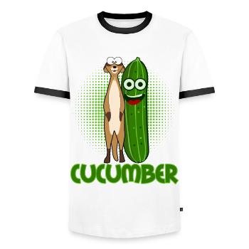 Gurke Erdmännchen Gemüse Gurken - Männer Kontrast-T-Shirt - Weiß/Schwarz - Vorne - AI Model Female 172 light (172cm) & AI Model Male 178 dark (178cm)
