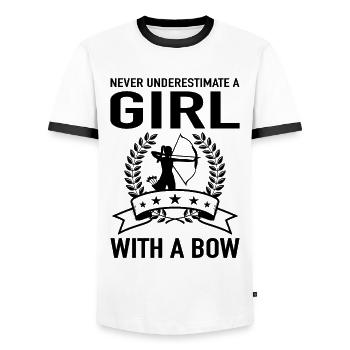 Archery Girl Archer Archery - Men's Ringer Shirt - white/black - Front - AI Model Female 172 light (172cm) & AI Model Male 178 dark (178cm)