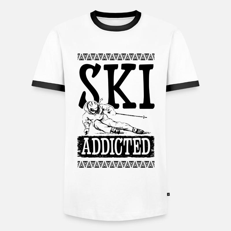 Ski Addicted - Männer Kontrast-T-Shirt - Weiß/Schwarz