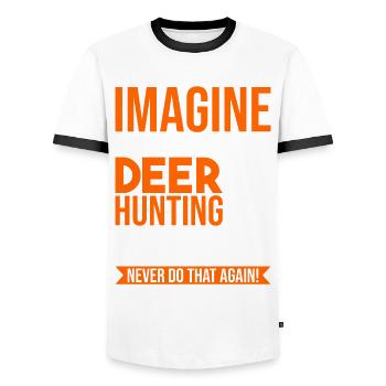 Hunters Red Deer Cadeau de chasse - T-shirt contrasté Homme - blanc/noir - Devant - AI Model Female 172 light (172cm) & AI Model Male 178 dark (178cm)