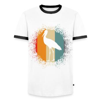 Cigognes rétro Cigognes - T-shirt contrasté Homme - blanc/noir - Devant - AI Model Female 172 light (172cm) & AI Model Male 178 dark (178cm)