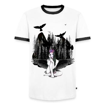 Fantasy Horror Halloween Vampir Engel Dark - Männer Kontrast-T-Shirt - Weiß/Schwarz - Vorne - AI Model Female 172 light (172cm) & AI Model Male 178 dark (178cm)