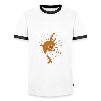 Synchro Group Figure Skater Skating - Men's Ringer Shirt - white/black - Front - AI Model Female 172 light (172cm) & AI Model Male 178 dark (178cm)