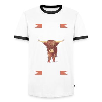 Ohne Hochlandrind ist alles doof - Männer Kontrast-T-Shirt - Weiß/Schwarz - Vorne - AI Model Female 172 light (172cm) & AI Model Male 178 dark (178cm)