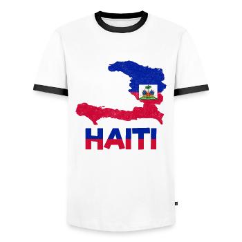 Haïti HaïtiEn Haïti Drapeau Fier Pays I Cadeau - T-shirt contrasté Homme - blanc/noir - Devant - AI Model Female 172 light (172cm) & AI Model Male 178 dark (178cm)