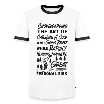 Snowboarding Snowboard - T-shirt contrasté Homme - blanc/noir - Devant - AI Model Female 172 light (172cm) & AI Model Male 178 dark (178cm)