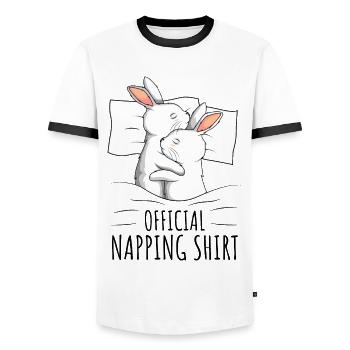 Hare - Men's Ringer Shirt - white/black - Front - AI Model Female 172 light (172cm) & AI Model Male 178 dark (178cm)
