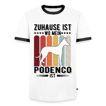 Zuhause ist wo mein Podenco ist Ibizan Hound - Männer Kontrast-T-Shirt - Weiß/Schwarz - Vorne - AI Model Female 172 light (172cm) & AI Model Male 178 dark (178cm)