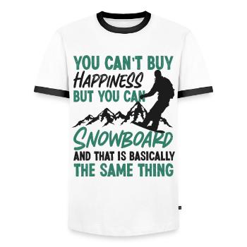 Snowboarding Snowboard You Can'T - Men's Ringer Shirt - white/black - Front - AI Model Female 172 light (172cm) & AI Model Male 178 dark (178cm)