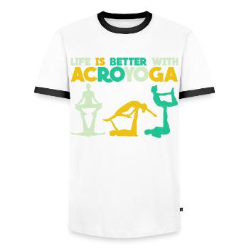 Savasana Acroyoga Rétro Acro Yoga - T-shirt contrasté Homme - blanc/noir - Devant - AI Model Female 172 light (172cm) & AI Model Male 178 dark (178cm)