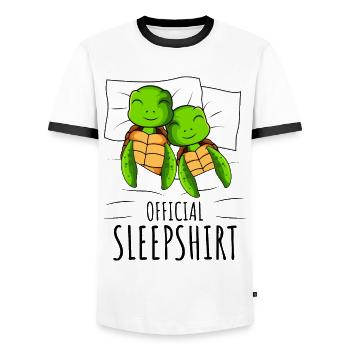 Turtle - Men's Ringer Shirt - white/black - Front - AI Model Female 172 light (172cm) & AI Model Male 178 dark (178cm)