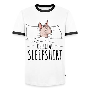 Sphynx Katze - Männer Kontrast-T-Shirt - Weiß/Schwarz - Vorne - AI Model Female 172 light (172cm) & AI Model Male 178 dark (178cm)