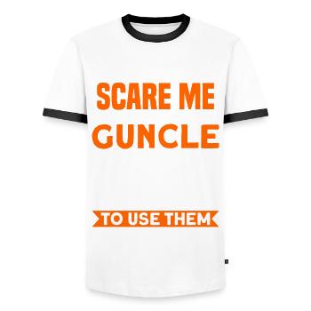 Guncle Gay Pride Schwuler Onkel Geschenk - Männer Kontrast-T-Shirt - Weiß/Schwarz - Vorne - AI Model Female 172 light (172cm) & AI Model Male 178 dark (178cm)