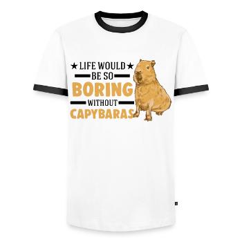 Life would be so boring without Capybaras - Männer Kontrast-T-Shirt - Weiß/Schwarz - Vorne - AI Model Female 172 light (172cm) & AI Model Male 178 dark (178cm)