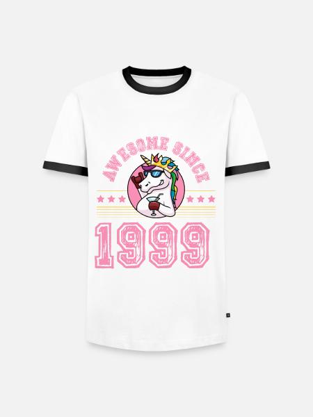 1999 Awesome Einhorn - Männer Kontrast-T-Shirt - Weiß/Schwarz