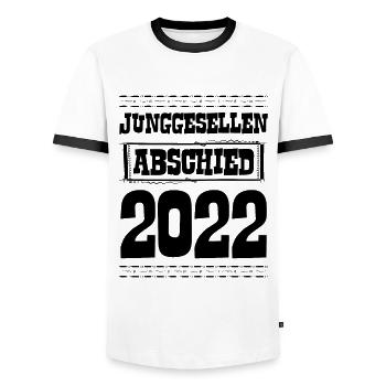 junggesellen Abschied Jga 2022 - Männer Kontrast-T-Shirt - Weiß/Schwarz - Vorne - AI Model Female 172 light (172cm) & AI Model Male 178 dark (178cm)