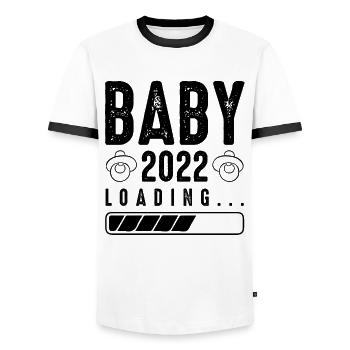baby 2022 loading - Men's Ringer Shirt - white/black - Front - AI Model Female 172 light (172cm) & AI Model Male 178 dark (178cm)