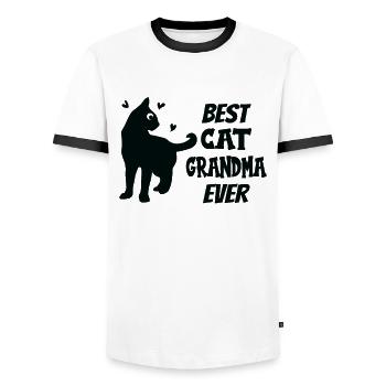 Best Cat Grandma Ever Grandma loves cats - Men's Ringer Shirt - white/black - Front - AI Model Female 172 light (172cm) & AI Model Male 178 dark (178cm)