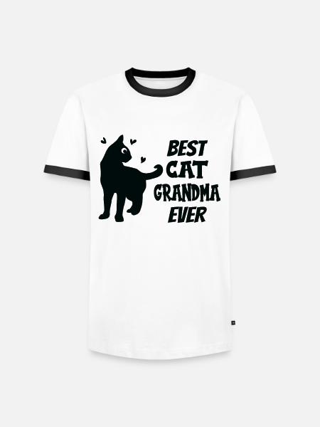 Best Cat Grandma Ever Oma liebt Katzen - Männer Kontrast-T-Shirt - Weiß/Schwarz