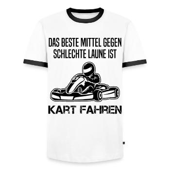Kart Gokart Kartsport Kartfahrer Spruch Geschenk - Männer Kontrast-T-Shirt - Weiß/Schwarz - Vorne - AI Model Female 172 light (172cm) & AI Model Male 178 dark (178cm)