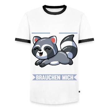 Waschbären Waschbär - Männer Kontrast-T-Shirt - Weiß/Schwarz - Vorne - AI Model Female 172 light (172cm) & AI Model Male 178 dark (178cm)