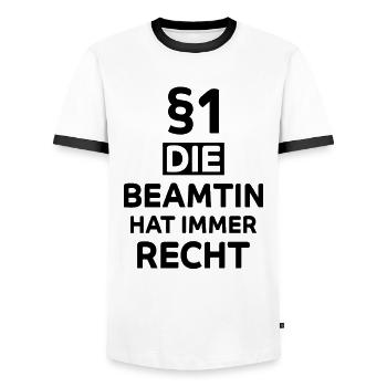 Beamtin Lustiger Spruch Verbeamtung Büro Geschenk - Männer Kontrast-T-Shirt - Weiß/Schwarz - Vorne - AI Model Female 172 light (172cm) & AI Model Male 178 dark (178cm)