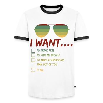 I Want To Break Free Sunglasses Summer - Men's Ringer Shirt - white/black - Front - AI Model Female 172 light (172cm) & AI Model Male 178 dark (178cm)
